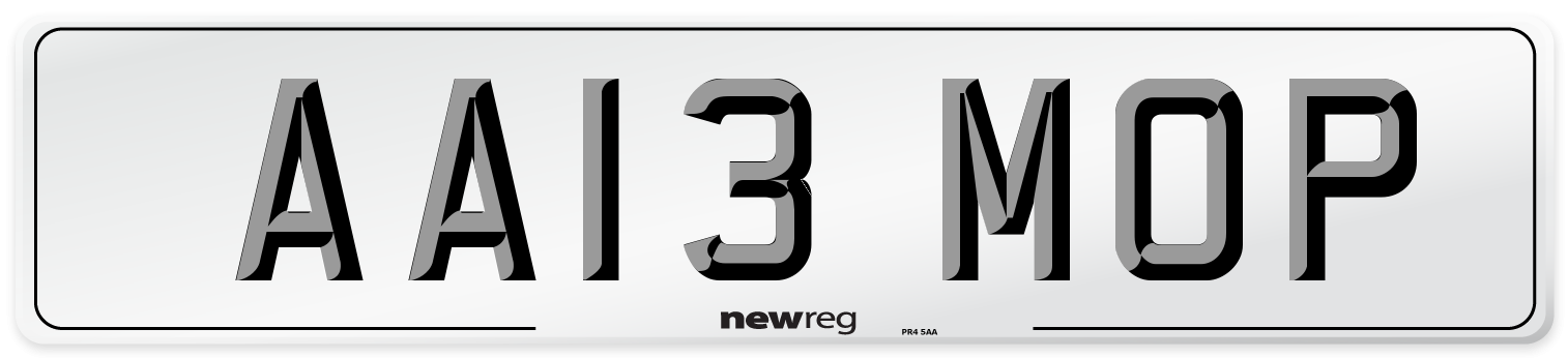 AA13 MOP Number Plate from New Reg